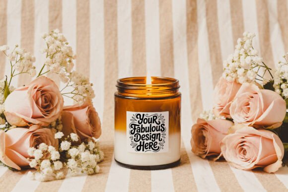 Amber Glass Candle Mockup: Premium Graphics for Product Mockups