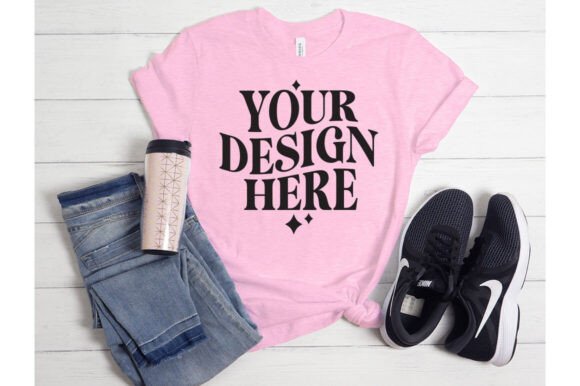 BC 3001 Heather Bubble Gum Pink Mockup: Graphics for Product Mockups
