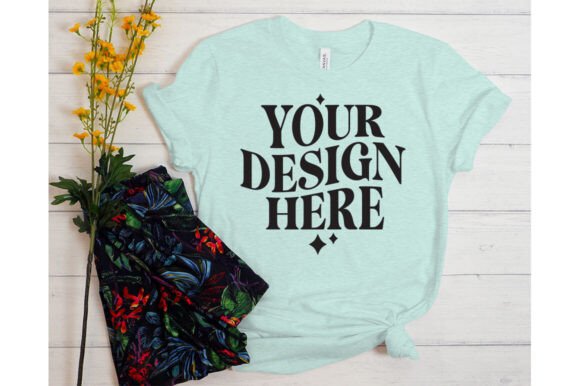 Bella Canvas Heather Dusty Blue Mockup: Graphics & Product Mockups