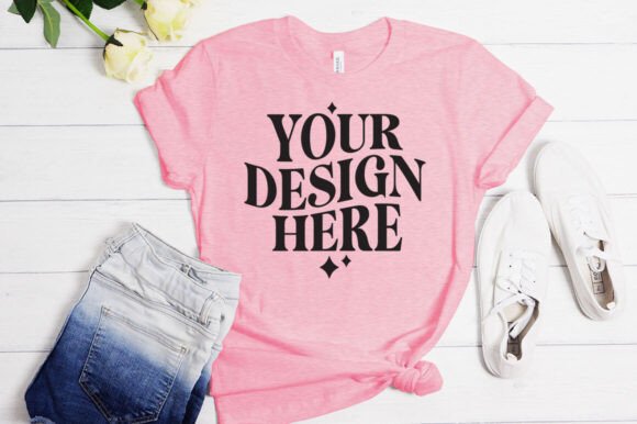 Bella Canvas Heather Pink Mockup Graphics