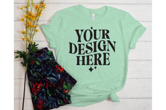 Bella Canvas Heather Prism Mint Mockup: Graphics & Product Mockups