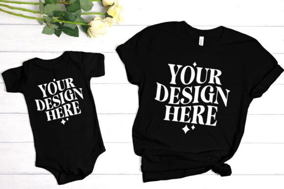 Bella Canvas Mommy and Me Black Mockup: Graphics & Product Mockups