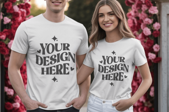 Bella Canvas Valentine Couple Mockup 4: Graphics for Product Mockups