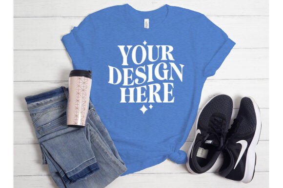 Bella Canvas3001 Heather Columbia Mockup: Graphics & Product Mockups
