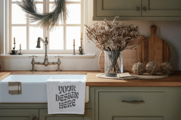 Christmas Kitchen Towel Mockup 17: Graphics & Product Mockups