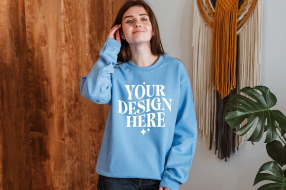 Gildan 18000 Carolina-Blue Mockup: Graphics & Product Mockups