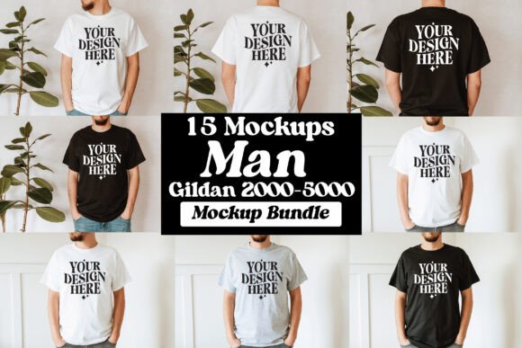 Gildan 2000-5000 Man Mockup Bundle