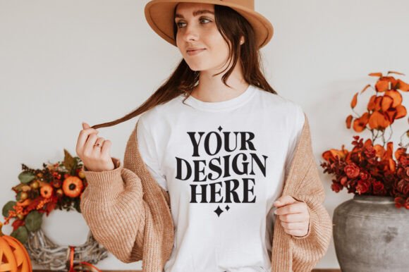 Gildan 64000 Fall White Mockup: Graphics & Product Mockups