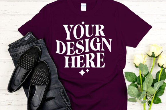 Gildan 64000 Mockup Maroon: Graphics for Product Mockups