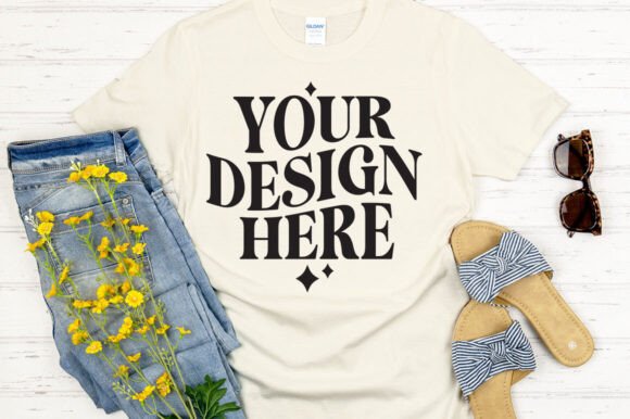 Gildan 64000 Mockup Natural: Graphics for Product Mockups