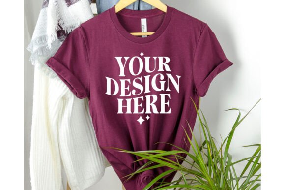 Maroon Bella Canvas 3001 Mockup: Premium Graphics