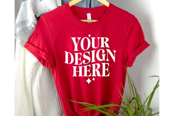 Red Bella Canvas Mockup: Graphics for Product Mockups