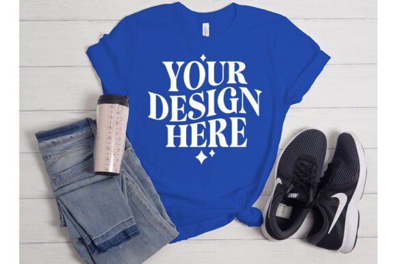 Trendy Bella Canvas 3001 Royal Mockup: Graphics & Product Mockups