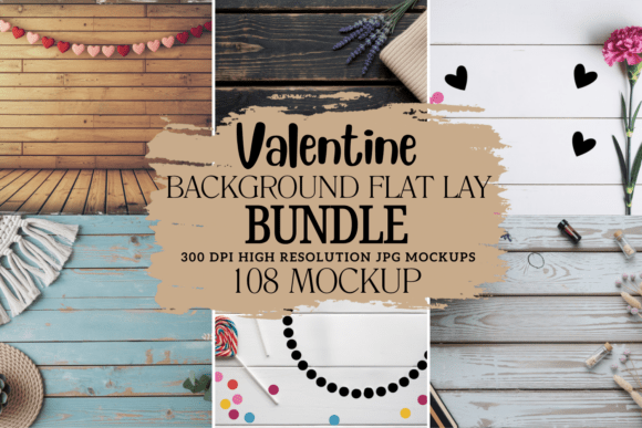 Valentine Background Mockup Bundle: Graphics & Product Mockups