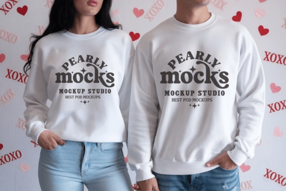 Valentine's Couple Hoodie Mockup 3: Graphics & Product Mockups