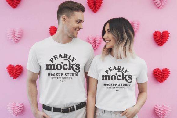Valentine's Couple Shirt Mockup 5: Graphics & Product Mockups